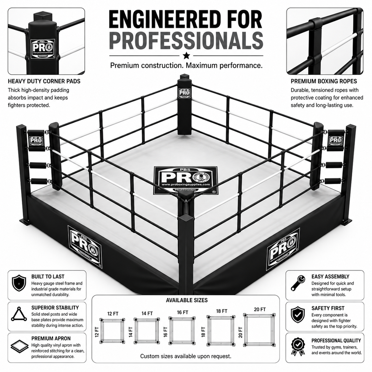 DAILY RENTAL - ProBoxing Boxing Ring | Made in USA