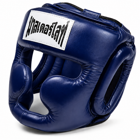 Thaismai Boxing Head Gear Cheek & Chin - Leather (Red)
