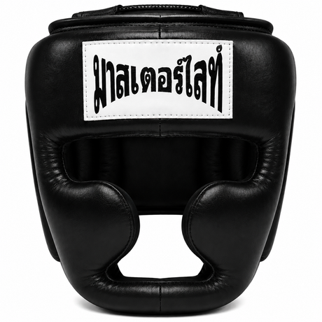 Thaismai Boxing Head Gear Cheek & Chin - Leather (Red)