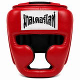 Thaismai Boxing Head Gear Cheek & Chin - Leather (Black)