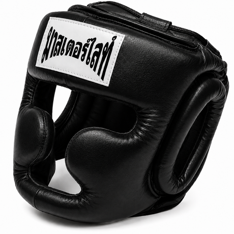 Thaismai Boxing Head Gear Cheek & Chin - Leather (Red)