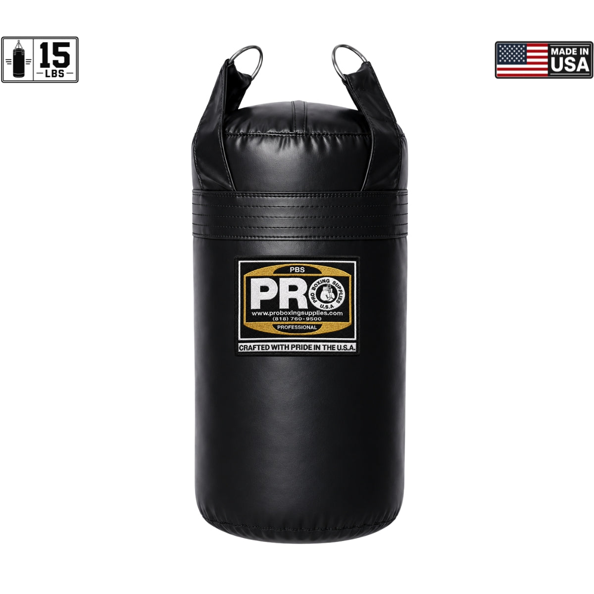 ProBoxing® 15 LBS Heavy Punching Bag - Black