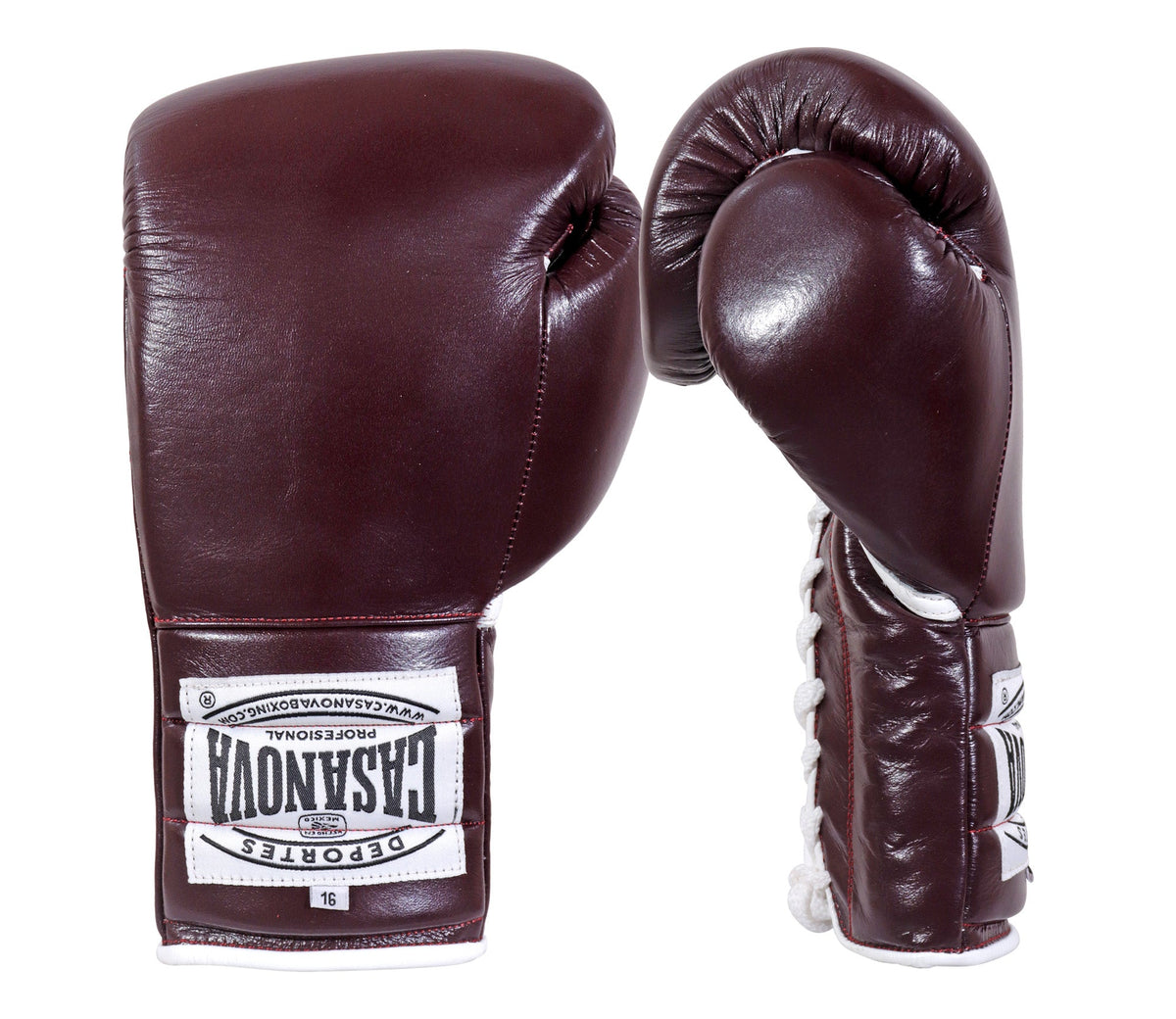 (NEW) Casanova® Boxing Professional Lace-Up Boxing Gloves - Burgundy