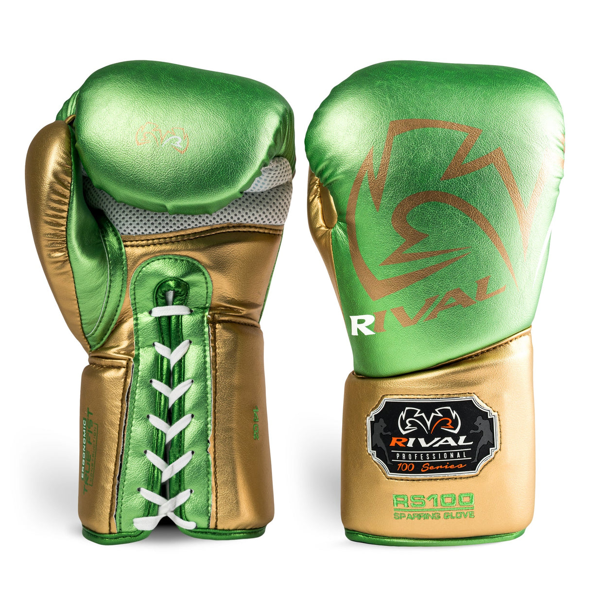 RS100 Professional Sparring Gloves - Green & Gold