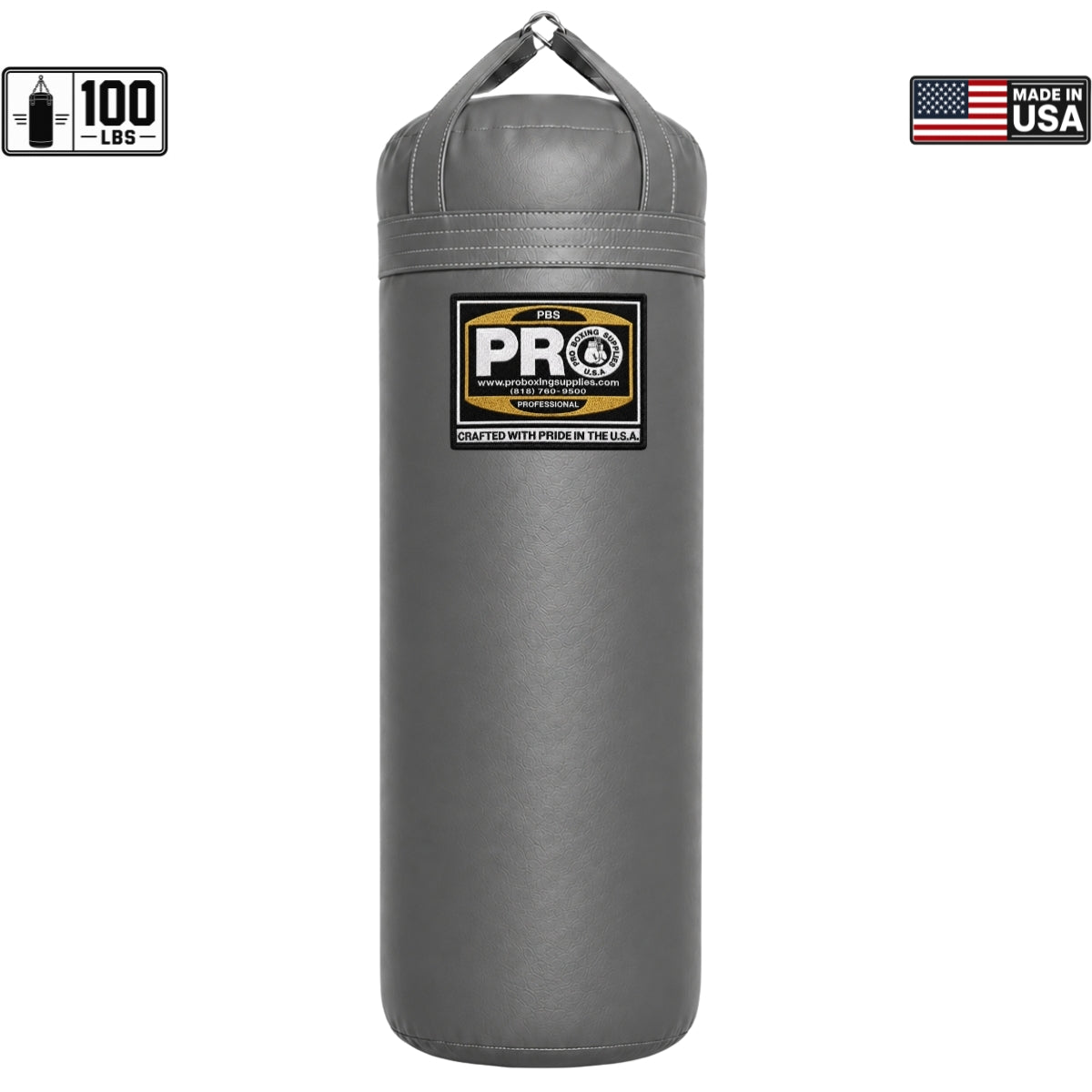 ProBoxing® 100 lbs Heavy Punching Bag - Grey