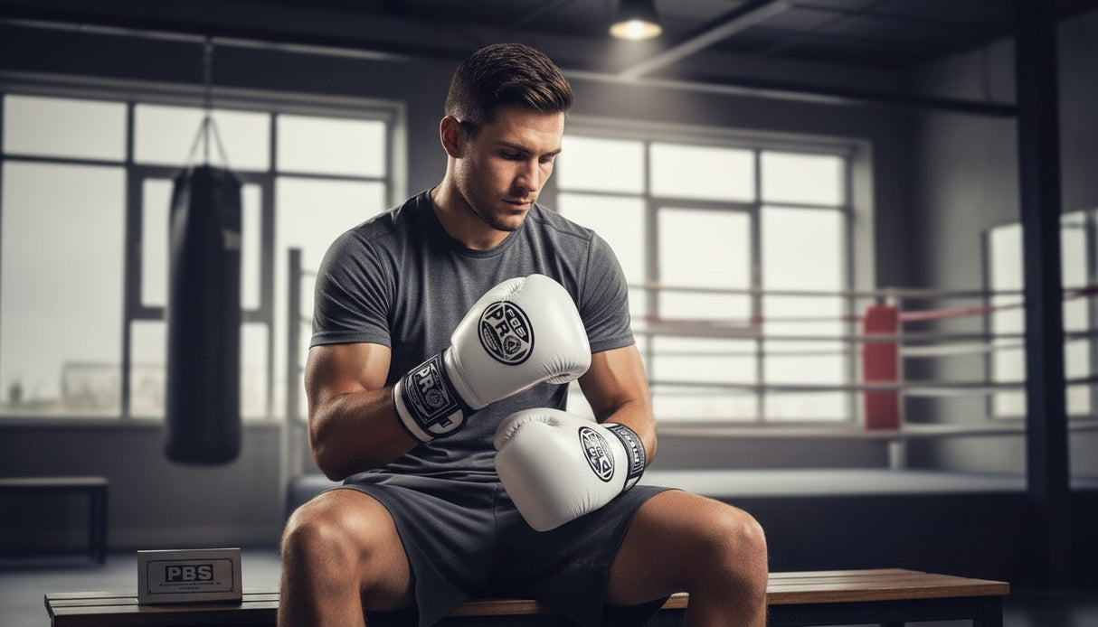 ProBoxing® Classic Leather Boxing Gloves - Training Gloves - White & Red