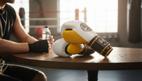 ProBoxing® Classic Leather Boxing Gloves - Training Gloves - White & Yellow
