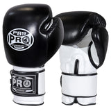 ProBoxing® Classic Leather Boxing Gloves - Training Gloves - Black & White