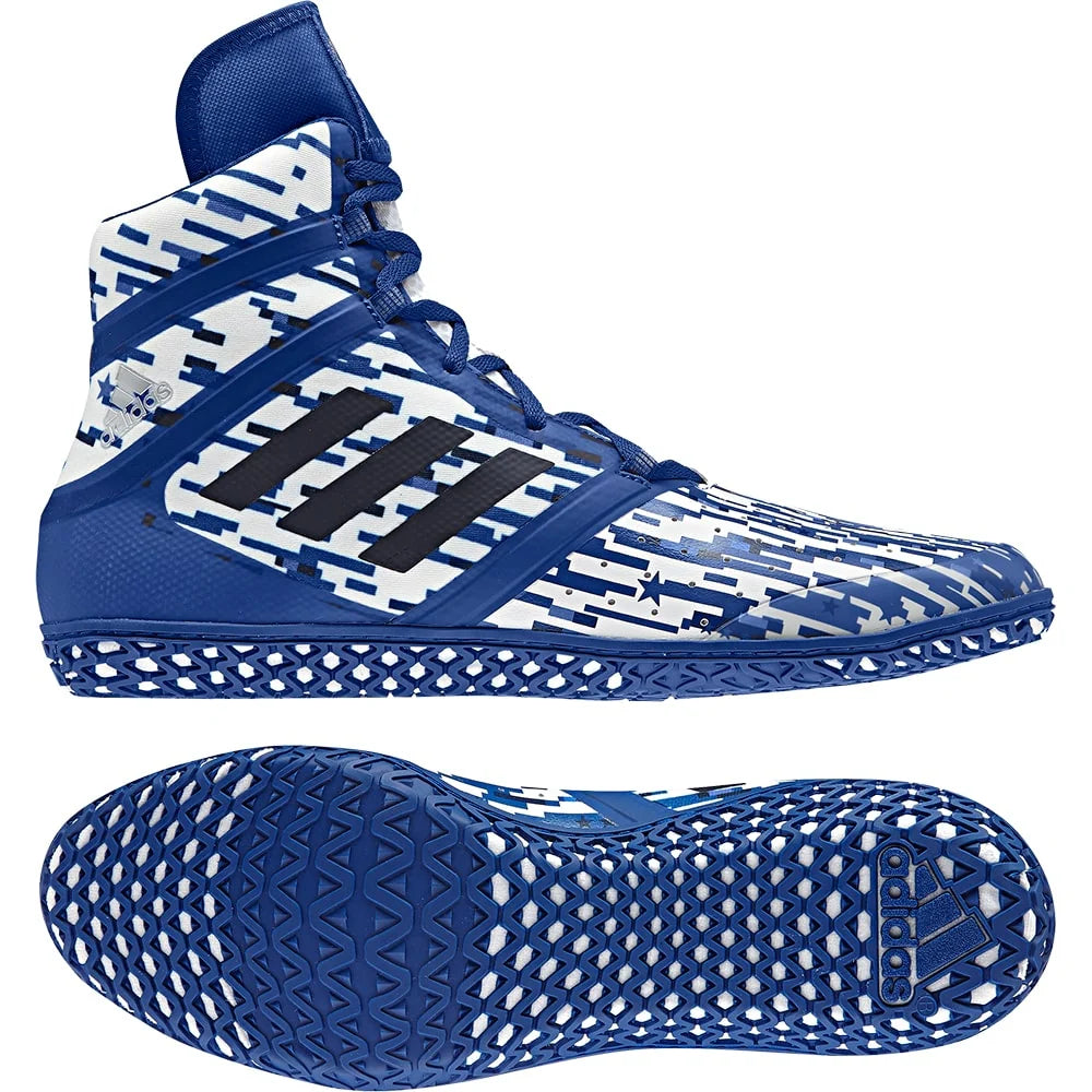 Adidas Flying Impact Wrestling Shoes - Camo Digital Print - Royal Blue