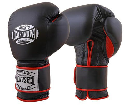 Casanova Boxing® Hook and Loop Training Gloves - BLACK/RED