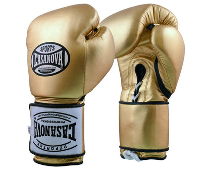Casanova Boxing® Hybrid Boxing Gloves w/ Hook & Loop - Metallic Gold