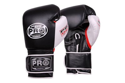 Pro Boxing® Series Gel Hook and Loop Gloves - Black/White/Red with White Thumb