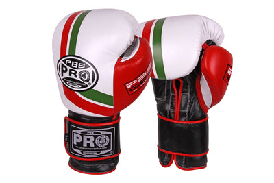 Pro Boxing® Series Gel Hook and Loop Gloves - Red/ White/Green