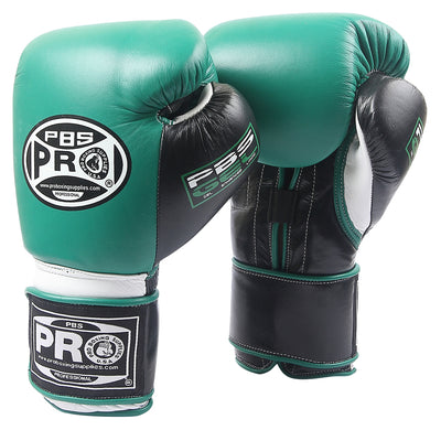 Pro Boxing® Series Gel Hook and Loop Gloves - Green with Black Thumb