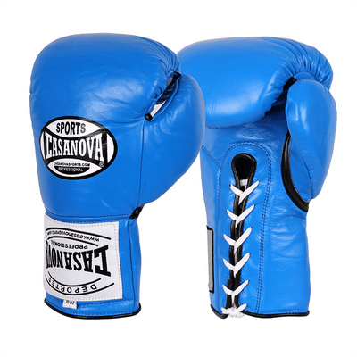 Casanova Boxing® Professional Lace Up Official Fight Gloves - Blue
