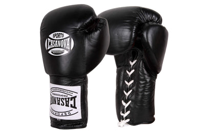 Casanova Boxing® Professional Lace Up Training Gloves - Black